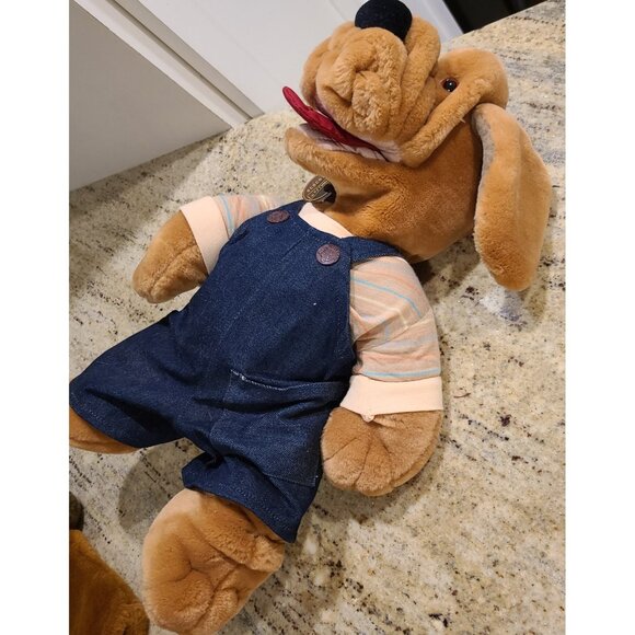 Vintage Ganz Wrinkles The Dog Hand Puppet Plush 16" Overalls & Finger Puppet Lot - Picture 8 of 15